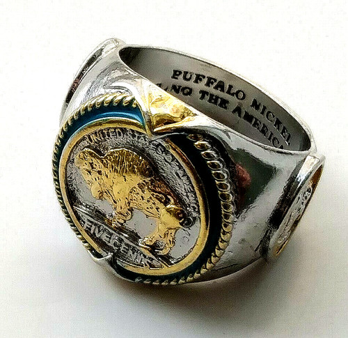 Buffalo gold silver ring - ring, coin