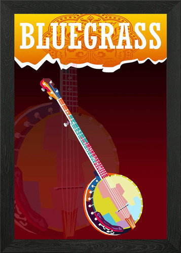 Bluegrass banjo framed wall - banjo,