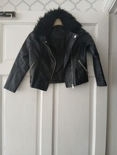 George Kids' Black Faux Leather Jacket, Size 6-7 Years