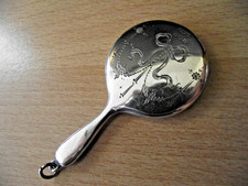 ANTIQUE 1918 STERLING SILVER HALLMARKED CHATELAINE CHAIN MINIATURE HAND MIRROR