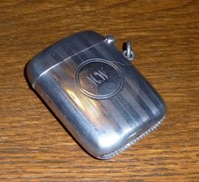 Antique Solid Silver Vesta Case, Joseph Gloster Ltd, Birmingham 1918