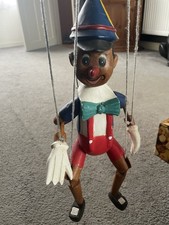Puppet Pinocchio  1950s Vintage Collectible Toy hand carved wooden 