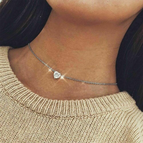 Women crystal heart necklace - women's,