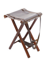 Shooting Folding Tripod Leather Stool Portable Leather Camping Seat