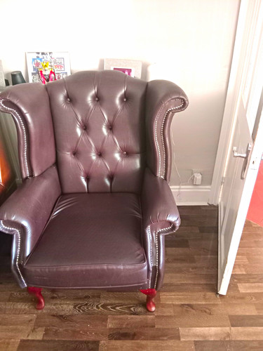 Brown leather chesterfield - brown,