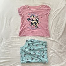 M&S Marks & Spencer Age 15-16 Size 12 Cow Print PJ Pyjama Set Top Bottom