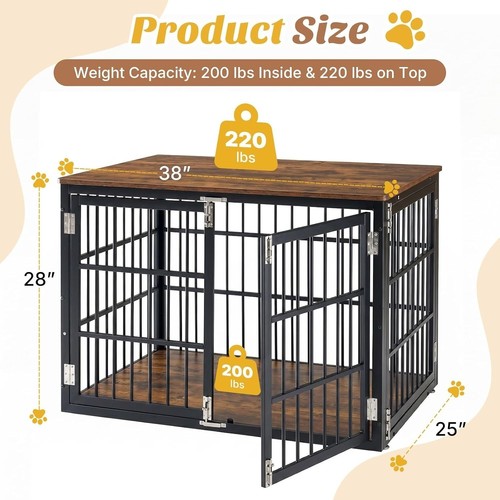 Wooden metal dog crate - wooden,