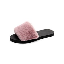 Womens Faux Fur Sliders Slippers Ladies Mules Slides Flip Flops Fluffy Sandals
