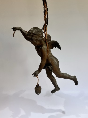 Antique french spelter cherub - french,