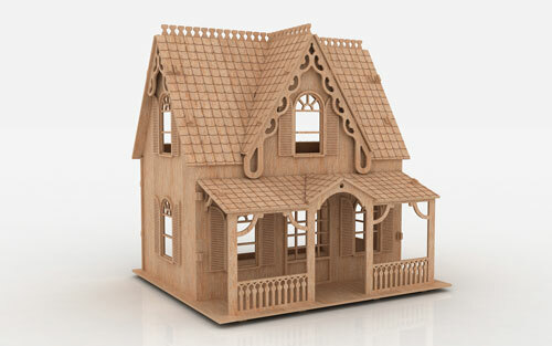 Doll house laser - cut, flat