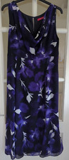 Jacques Vert Occasion Dress, (M) Worn Once, Fully Lined, Purple/Black/Grey, VGC