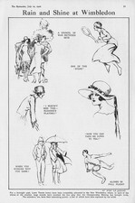 TENNIS Rain and Shine at Wimbledon - Antique Print 1922