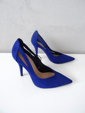 ZARA ELECTRIC BLUE FAUX SUEDE CUT-OUT POINTED COURT SHOES SIZE UK 4 EU 37 US 6.5