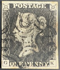 GB QV Stamp 1840 SG2 1d black