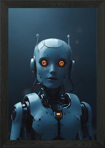 Female robot framed - female,
