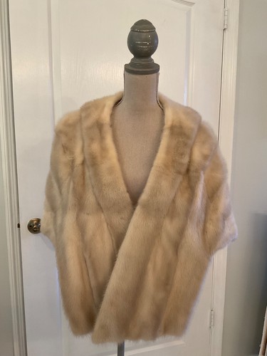 Mink fur cape stole ivory - mink,