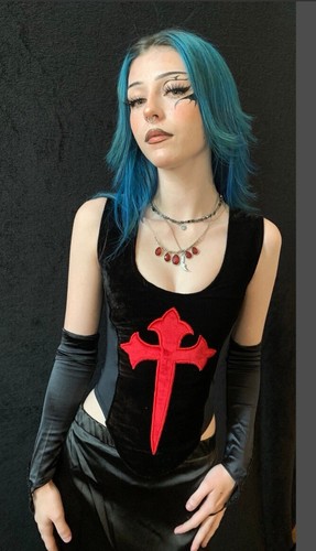Vintage raven corset top black - raven,