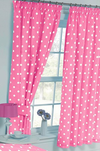 Polka dot pink white - dot, 66"