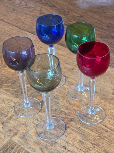 Vintage coloured tall stem - 5,