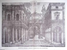 1891 : ARCHITECTURAL COMPOSITION ATTRIBUTED TO BRAMANTE. AN ORIGINAL PAGE FROM T