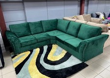 Corner Sofa  | 2C2 | Cambridge | Emerald Green Plush Velvet | Brand New 