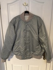 Men’s Vintage XL Blue/Grey Silk/Satin Type Varsity Bomber Jacket