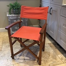 Directors Chair Folding Wood Orange Canvas Kitchen Dining Camping Garden Chair
