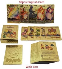 11-110Pcs Pokemon Gold Foil Cards VMAX GX Series English Spanish French Gift