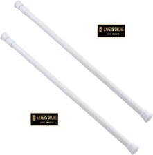 2Pcs White Spring Loaded Tension Rods Metal Extendable Net Rods (E250)