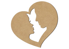 Wooden Heart MDF Couple in