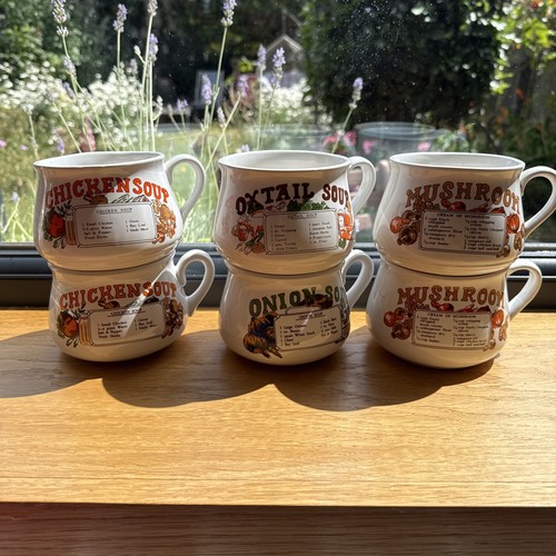 Vintage soup recipe mugs - vintage, mugs/cups