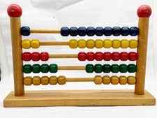 WOODEN ABACUS COUNTING FRAME TOY VINTAGE MONTESSORI STYLE MATHS BEADS