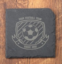 Football Club Badge Coaster Slate Engraved Choose Own Club Crest