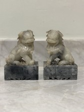 Antique/ Vintage Chinese Carved Stone Foo Dog Mantle pieces Statues or Bookends