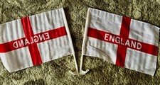 2 x England Car Flags. Window attachment, exterior St George flag.