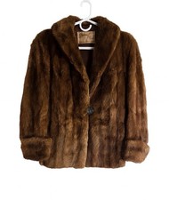 Chateau Furs Genuine Beaver Fur Coat Brown Jacket Women’s Size Medium – VGC