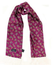 Tootal Vintage Mod Silk Scarf, Bordeaux Paisley, BNWT