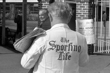 A Newspaper Vendor Selling Copies Of The Sporting Life 1963 4x6 Photo