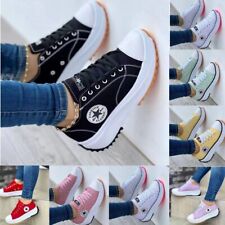 Womens Platform Chunky Pumps Wedge Canvas Shoes Trainers Sneakers Casual Shoes