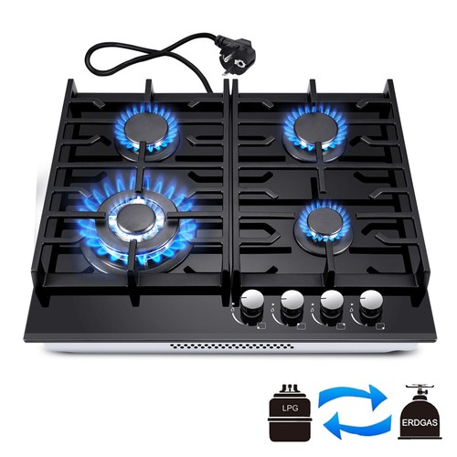 60cm gas hob burners - hob, black