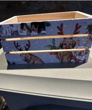 Mini Christmas Wooden Crate , Dogs & Puppies