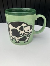 Just mugs green ceramic - ceramic, pig