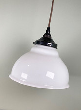 Vintage Opaline White Glass Dome Lampshade Ceiling Light Pendant