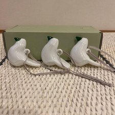 Iittala Oiva Toikka White Bird Ornaments 3pc Set Christmas Art Glass Finland