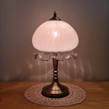 Vintage Decorative Touch Lamp, Table Lamp, Bedside Lamp,  Soft Pink Glass Shade