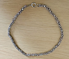 925 Silver 5mm Square Byzantine Chain Necklace 38cm