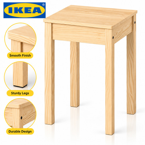 Wooden stool solid pine seat - solid,