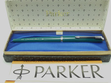 Vintage Parker 45 Convertible Teal Fountain Pen, CT, M 14K Nib, Box *Chalk Marks