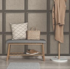 Rasch Bevelled Dark Oak Wall Panel Brown Hessian Wood Wallpaper 285771 Clearance