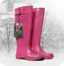Town & Country Adjustable Deep Tread Tall Wellington Walking Boots Pink UK 3